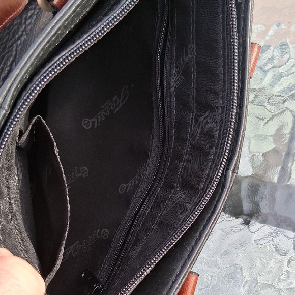 Fossil Black Leather Tote with Brown Handles - Picture 10 of 10